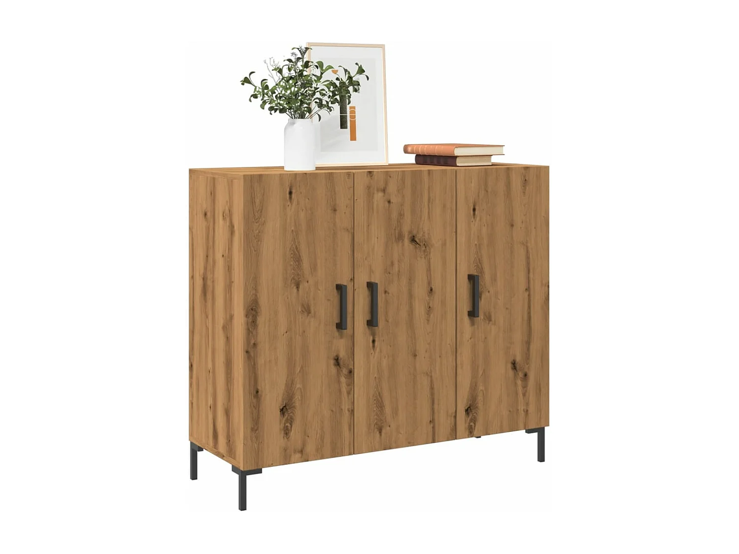Credenza Rovere Artigianale 90x34x80 cm in Legno Multistrato