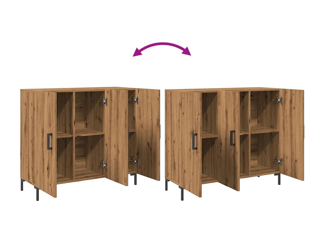 Credenza Rovere Artigianale 90x34x80 cm in Legno Multistrato