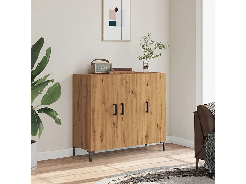 Credenza Rovere Artigianale 90x34x80 cm in Legno Multistrato