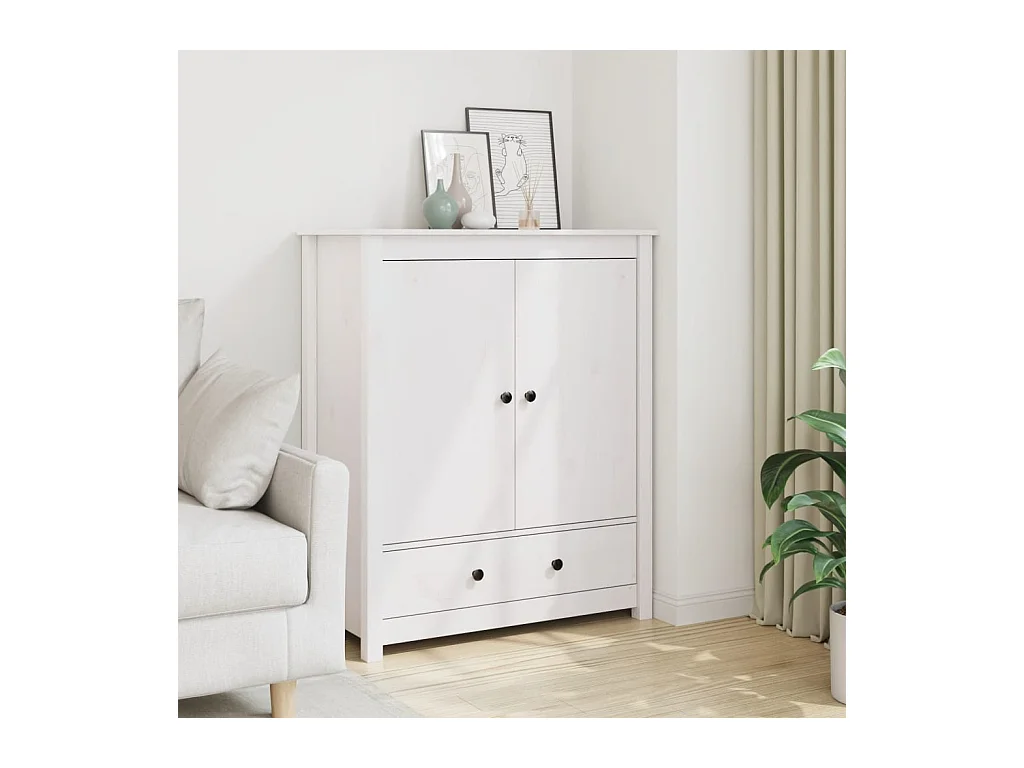 Highboard Weiß 83x41,5x100 cm Massivholz Kiefer