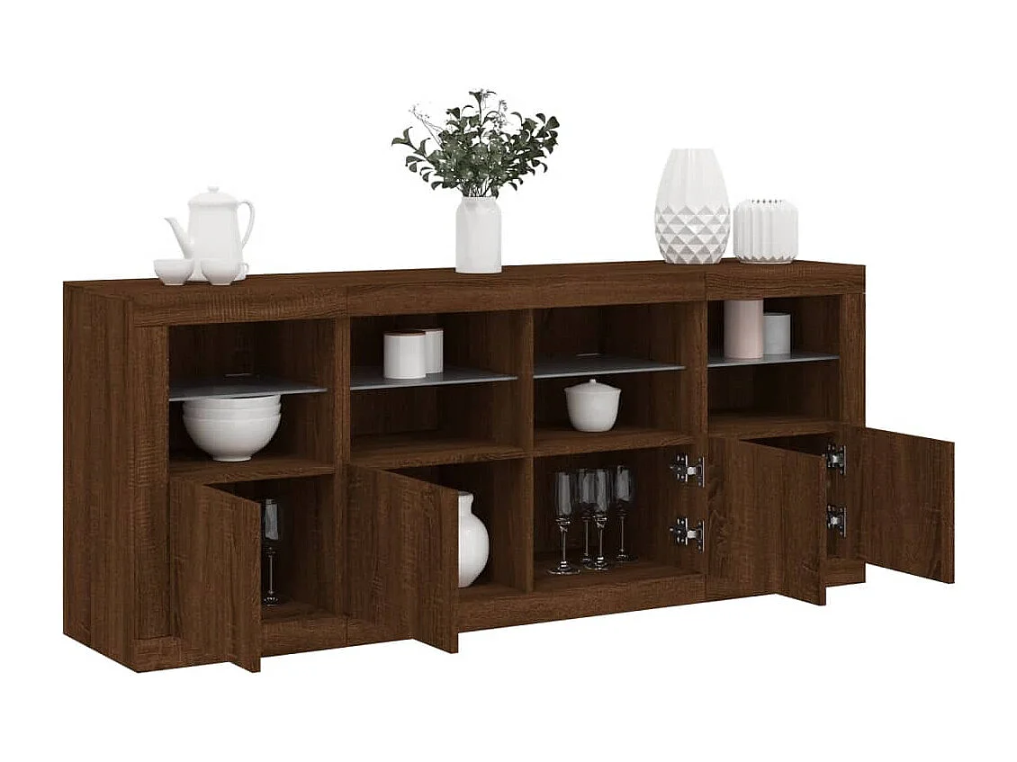 Buffet avec lumières LED chêne marron 163x37x67 cm