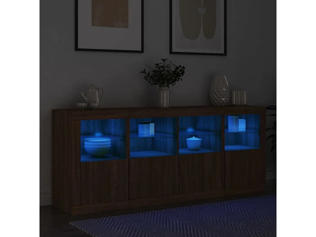Buffet avec lumières LED chêne marron 163x37x67 cm