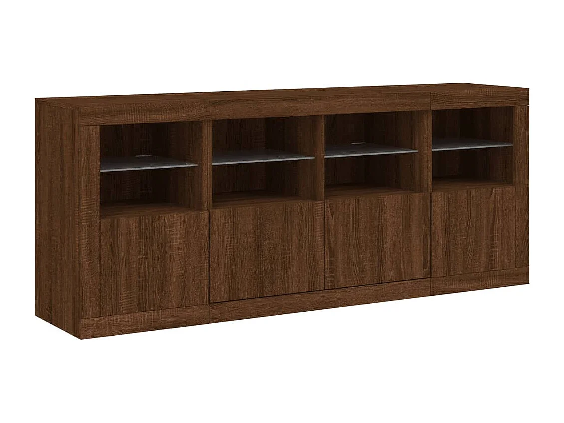Buffet avec lumières LED chêne marron 163x37x67 cm