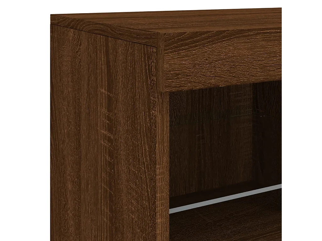 Buffet avec lumières LED chêne marron 163x37x67 cm