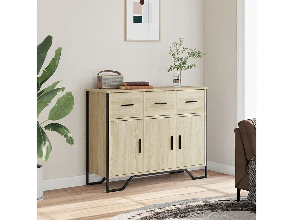 Buffet chêne sonoma 97x32,5x74,5 cm bois d'ingénierie