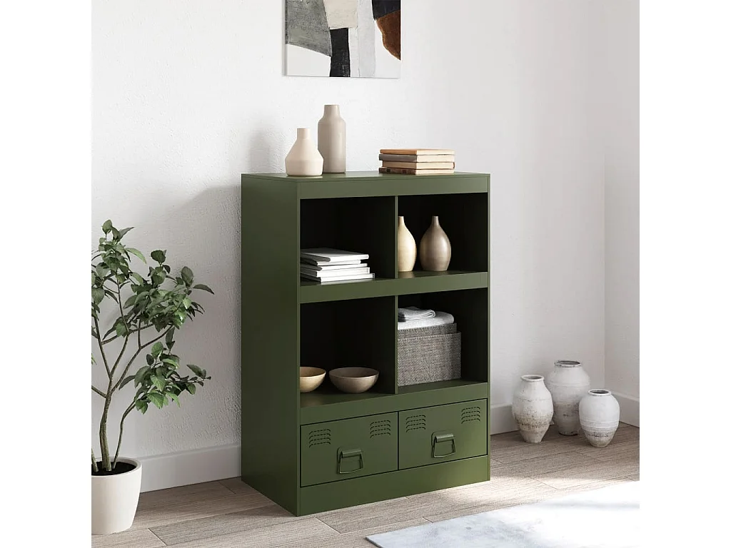 Credenza Verde Oliva 67x39x95 cm in Acciaio