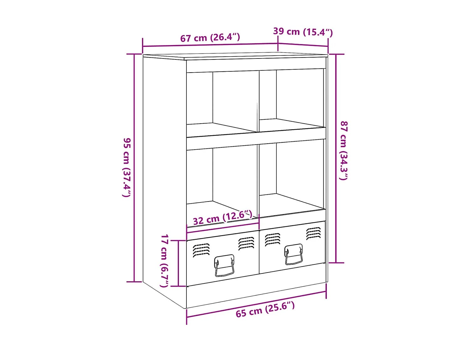 Credenza Verde Oliva 67x39x95 cm in Acciaio