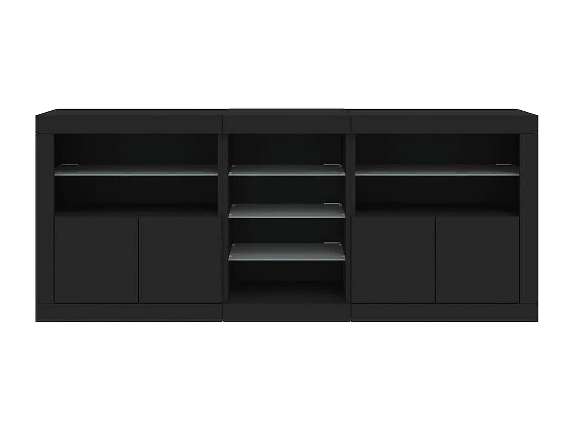 Credenza con Luci LED Nera 181,5x37x67 cm