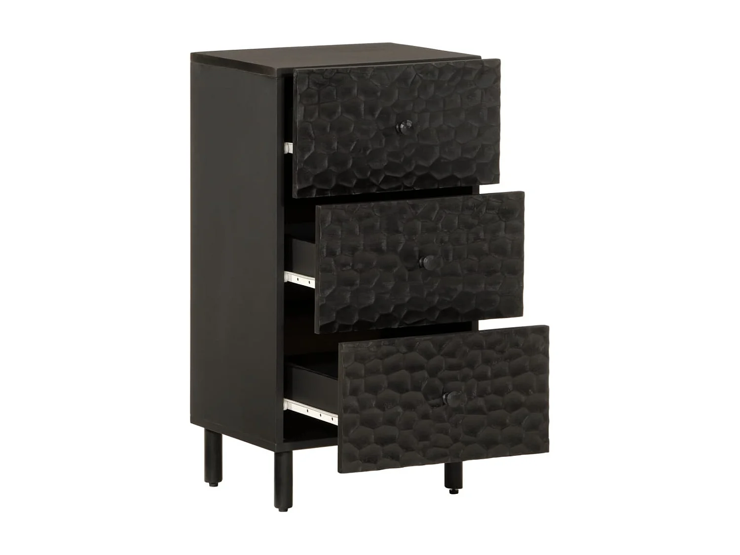 Armoire latérale noir 40x33x75 cm bois massif de manguier