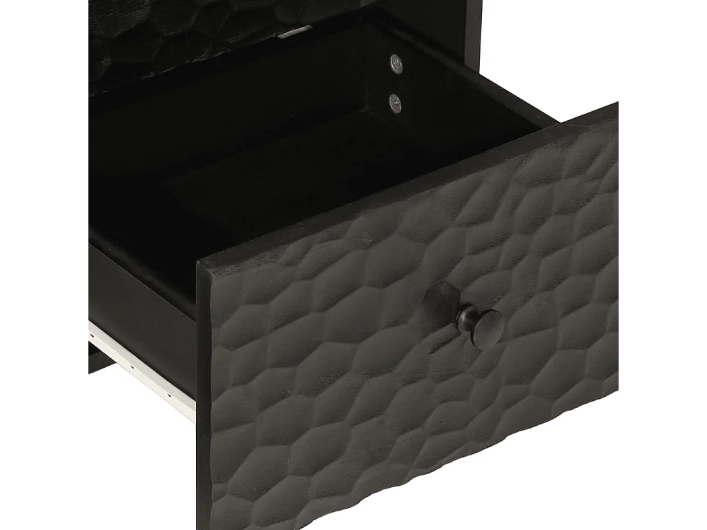 Armoire latérale noir 40x33x75 cm bois massif de manguier