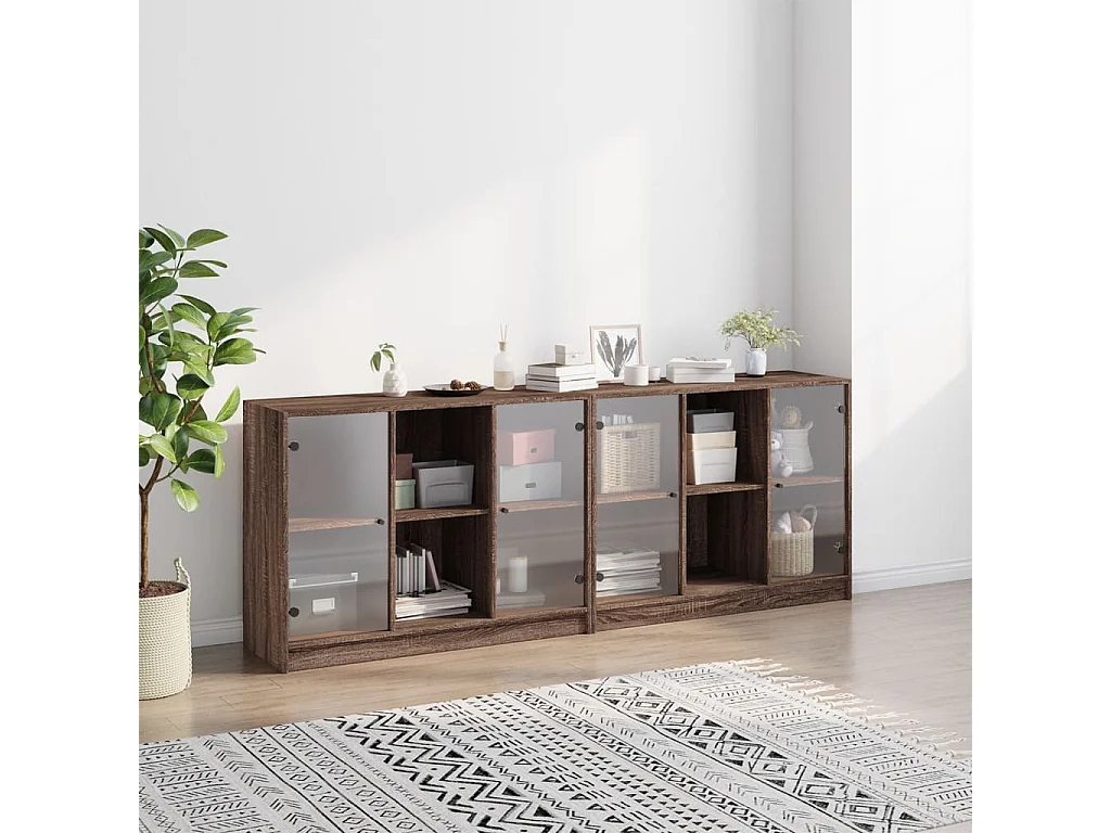 Bibliothèque avec portes chêne marron 204x37x75 cm