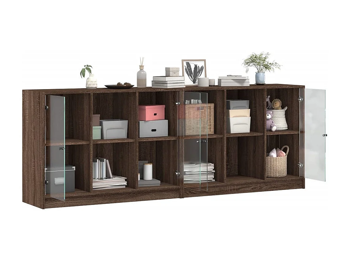 Bibliothèque avec portes chêne marron 204x37x75 cm