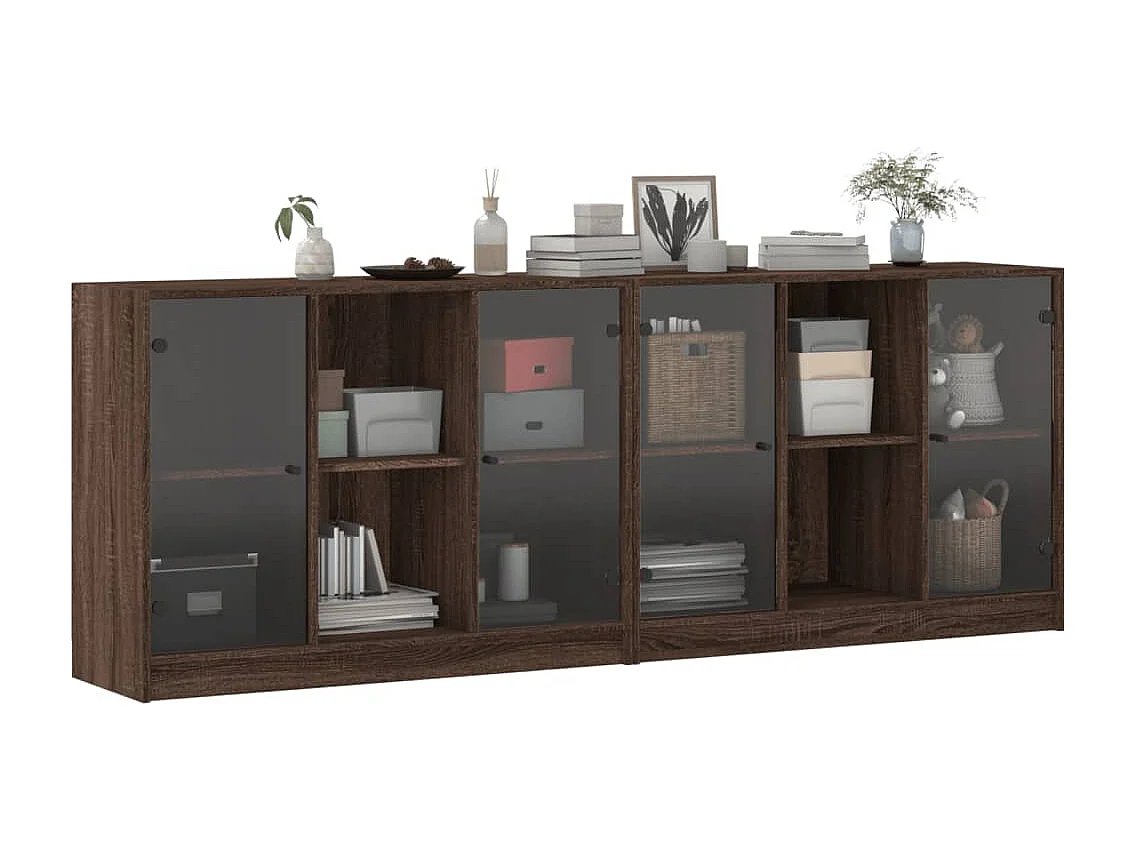 Bibliothèque avec portes chêne marron 204x37x75 cm