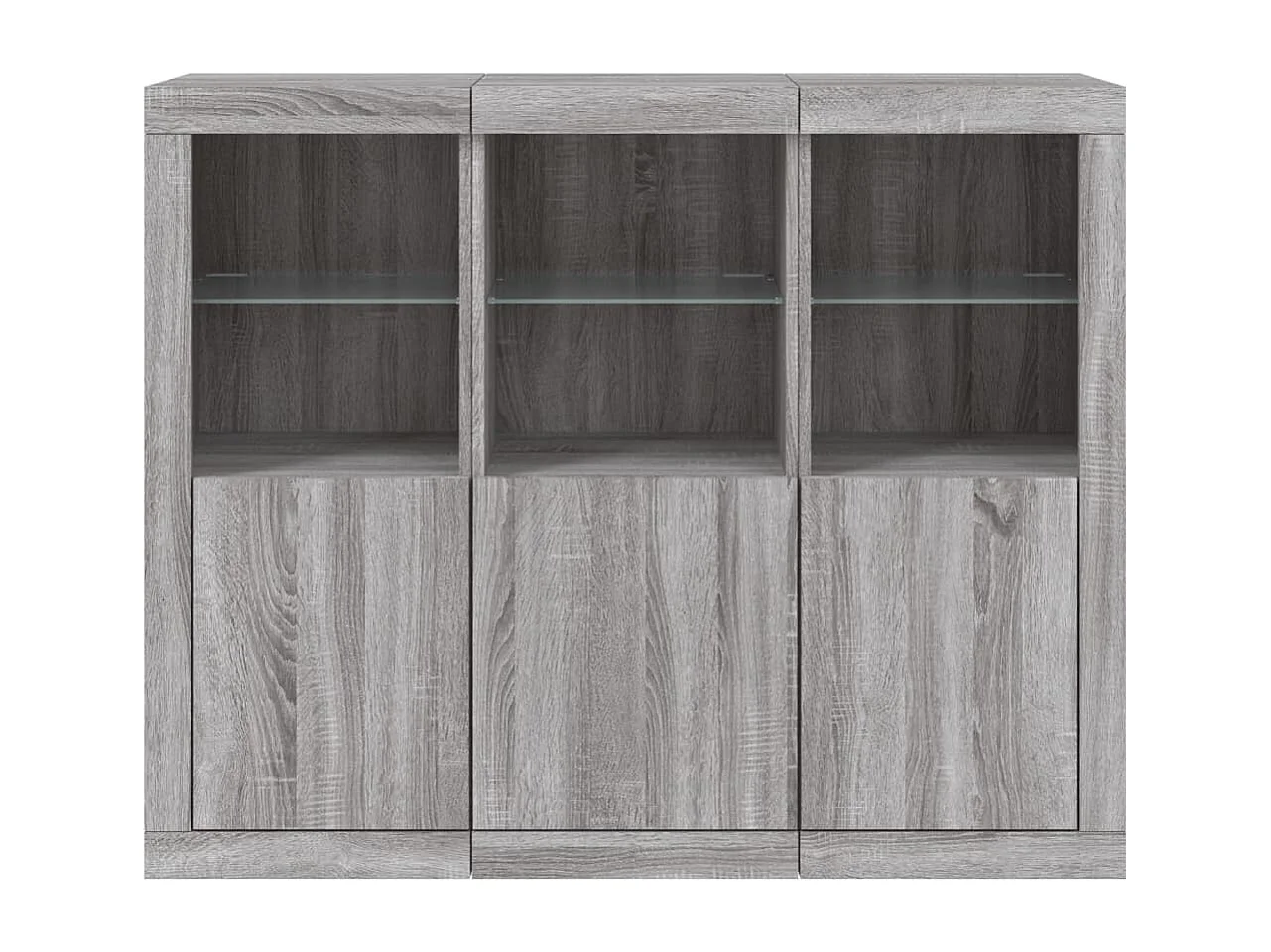 Buffets avec lumières LED 3 pcs sonoma gris bois d'ingénierie