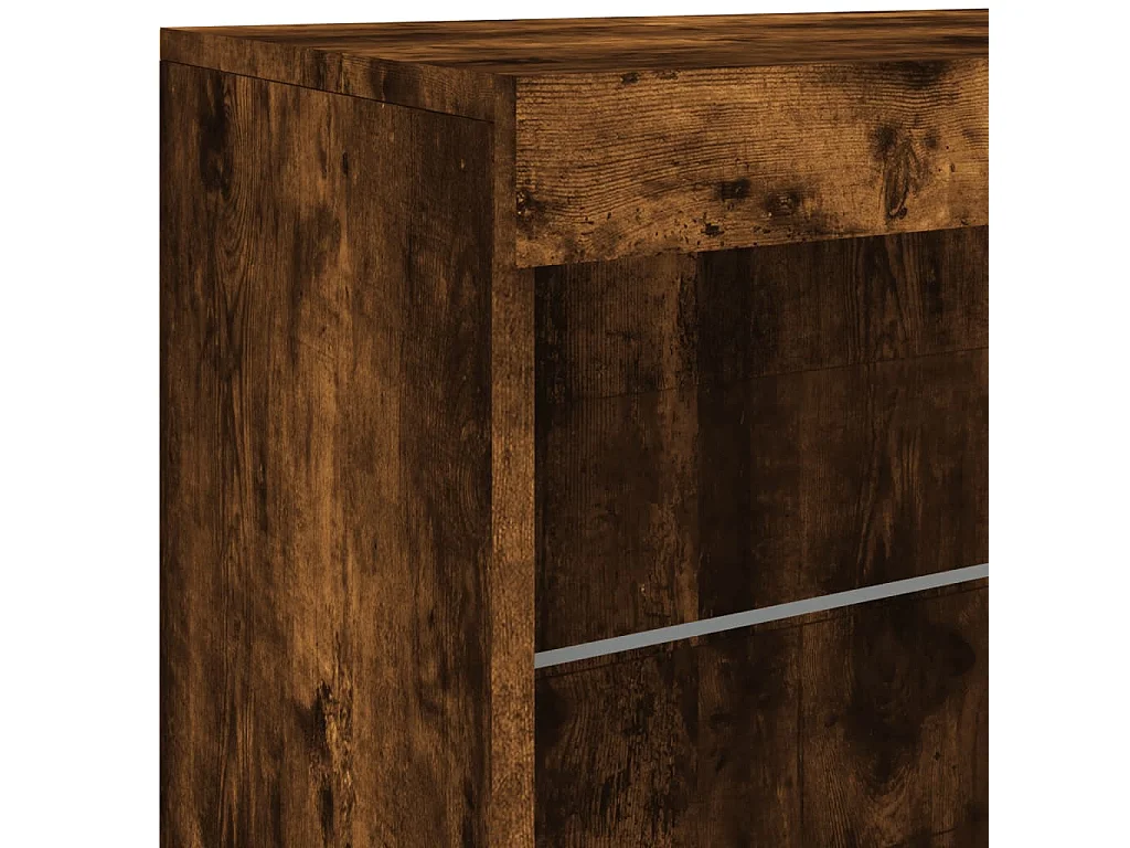 Credenza con Luci LED Rovere Fumo 142,5x37x67 cm