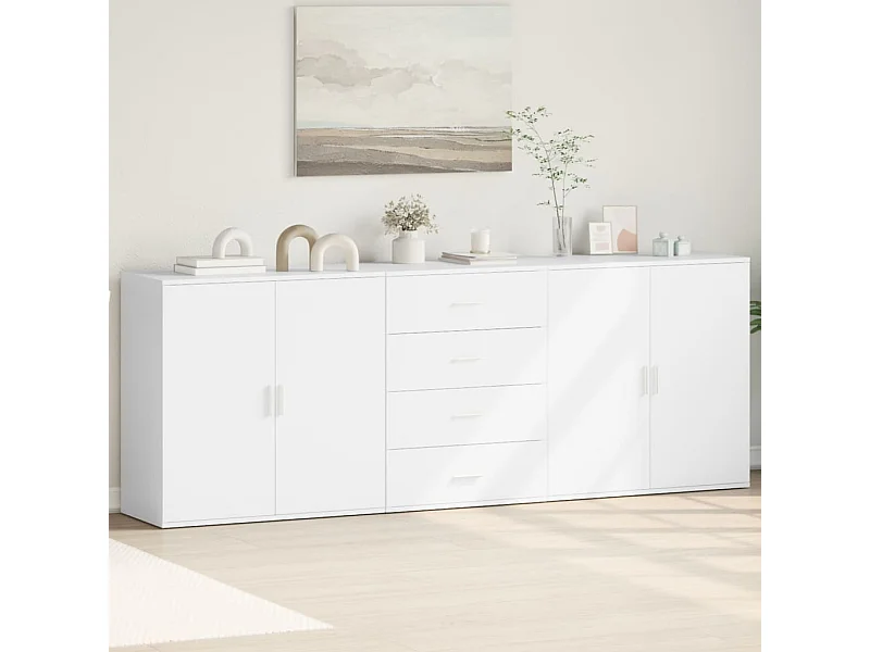 Buffets 3 pcs Blanc Bois d'ingénierie