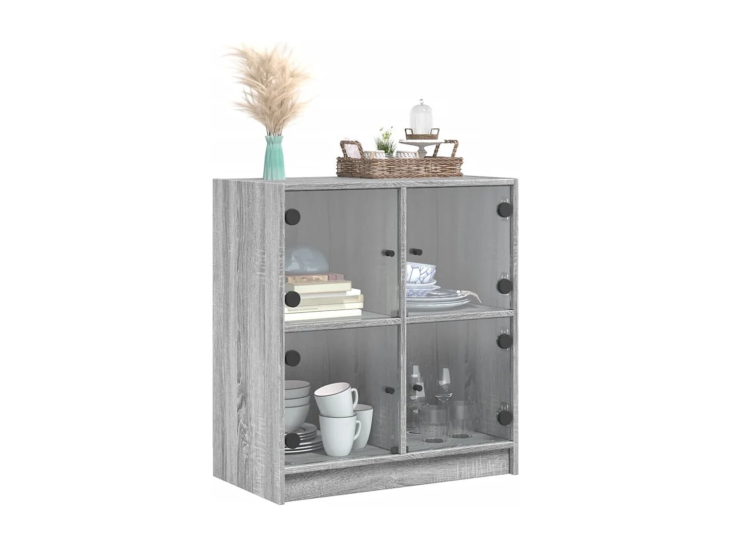 Armoire latérale avec portes en verre sonoma gris 68x37x75,5 cm
