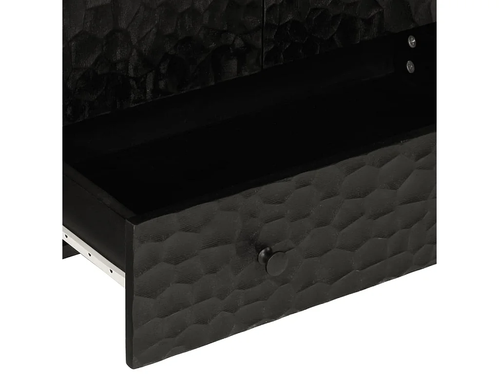 Credenza Nera 60x33x100 cm in Legno Massello di Mango