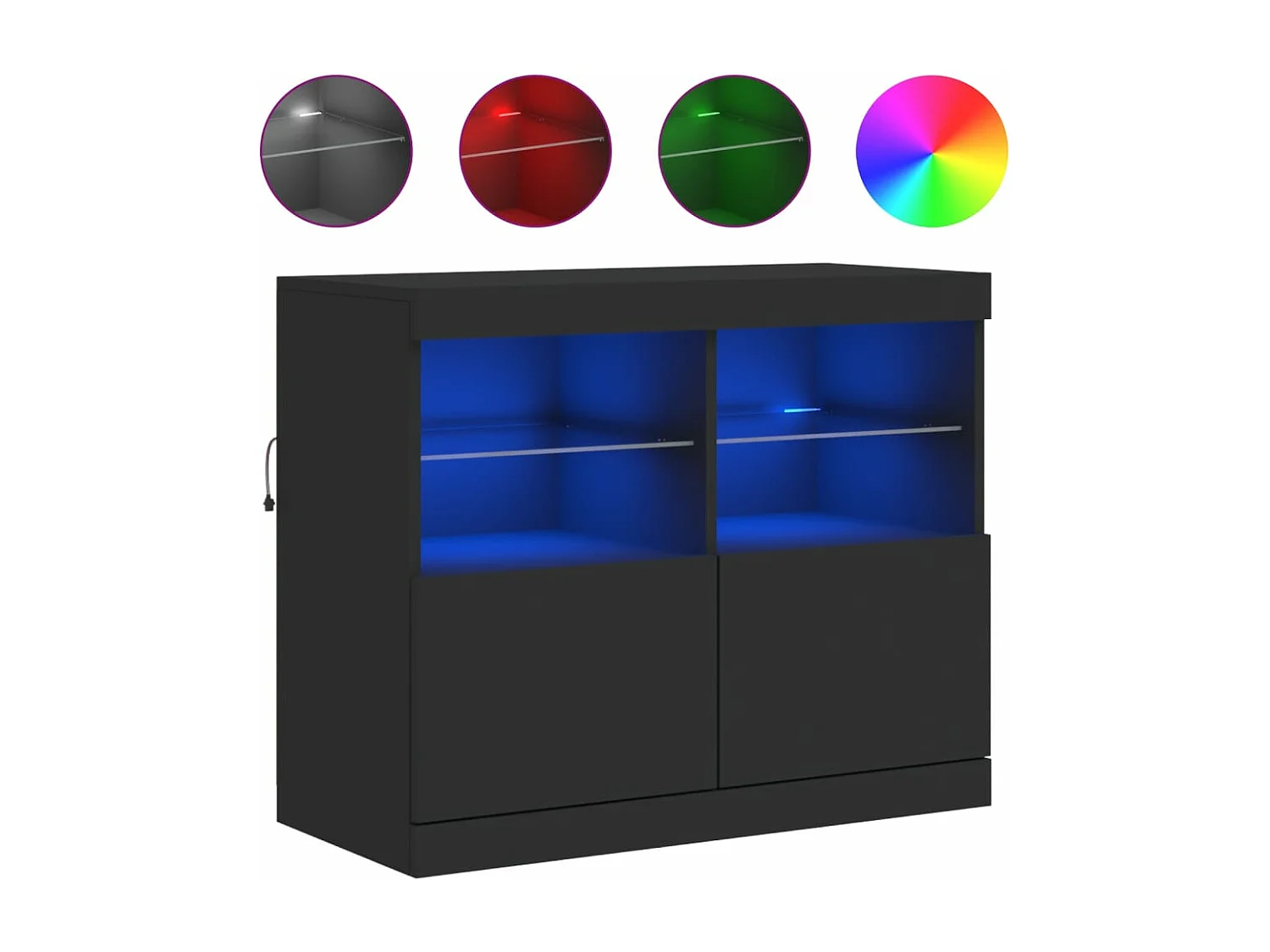 Buffet avec lumières LED noir 81x37x67 cm