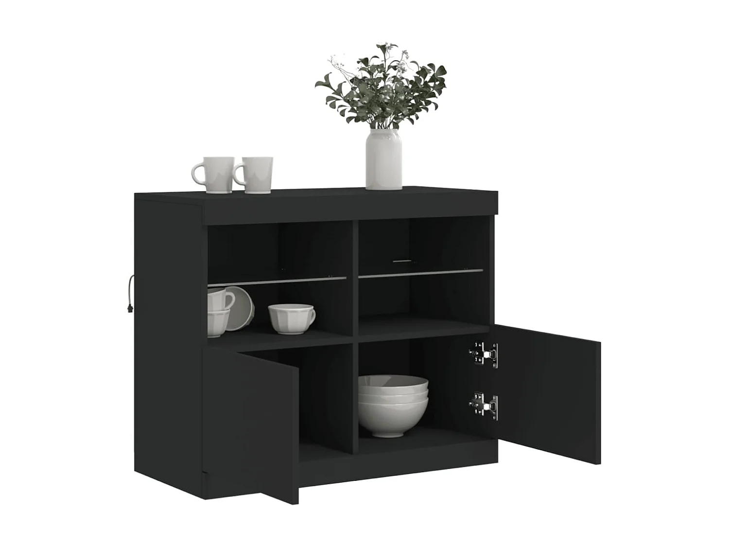 Buffet avec lumières LED noir 81x37x67 cm