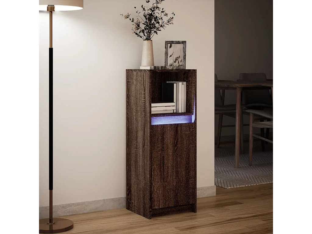 LED-Sideboard Braun Eichen-Optik 38x34x100 cm Holzwerkstoff