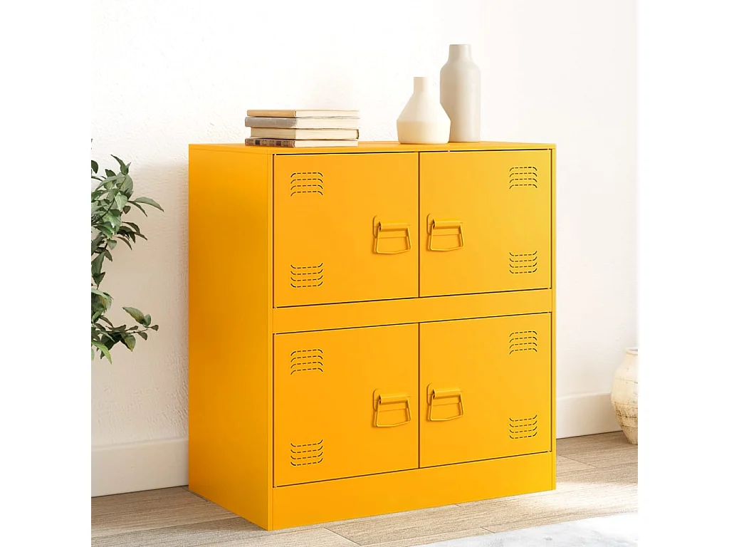 Credenza Giallo Senape 67x39x73 cm in Acciaio