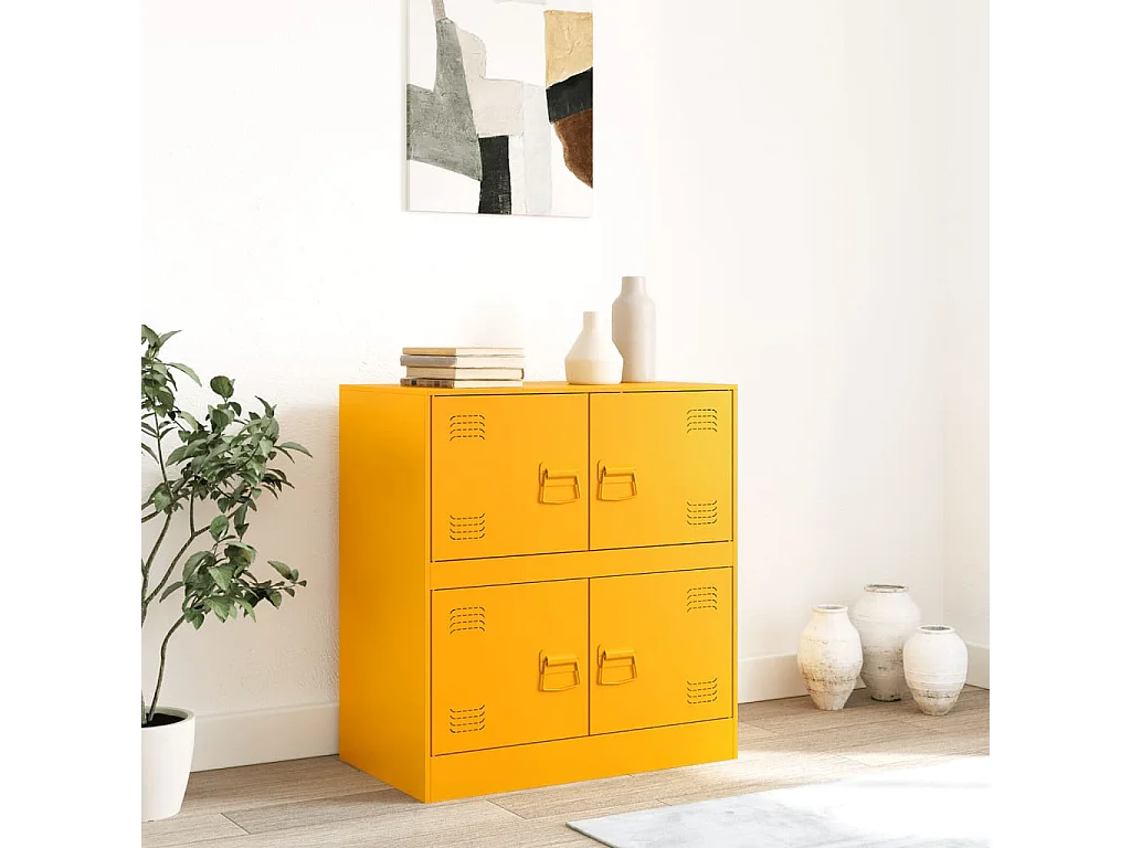 Credenza Giallo Senape 67x39x73 cm in Acciaio