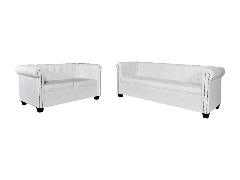 Canapé Chesterfield à 2 places et à 3 places blanc