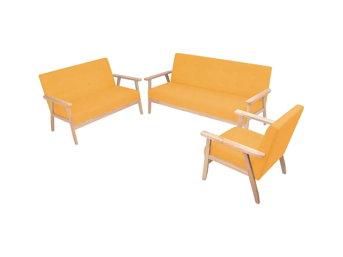 Ensemble de canapé 3 pcs Tissu jaune