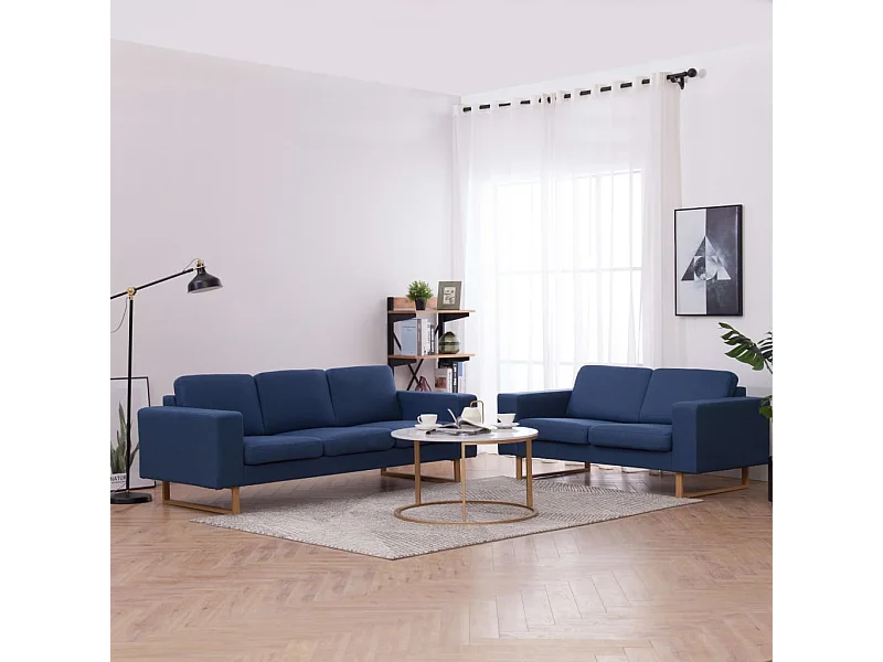 2-delig Bankstel stof blauw