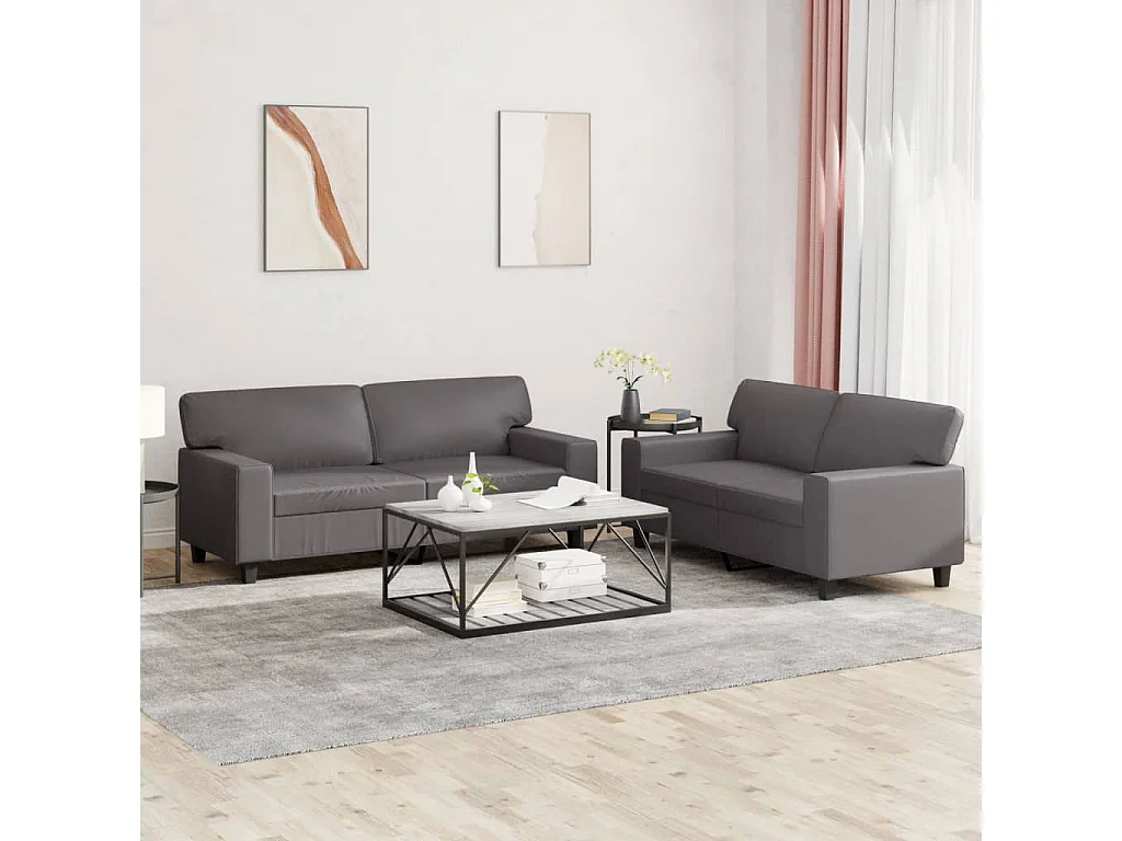 Set di Divani 2 pz Grigio in Similpelle