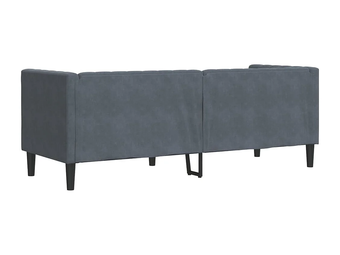 Sofá chesterfield com rolos 3 lugares veludo cinzento-escuro