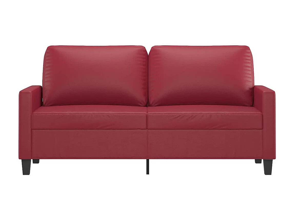 Sofá de 2 lugares 140 cm couro artificial vermelho tinto