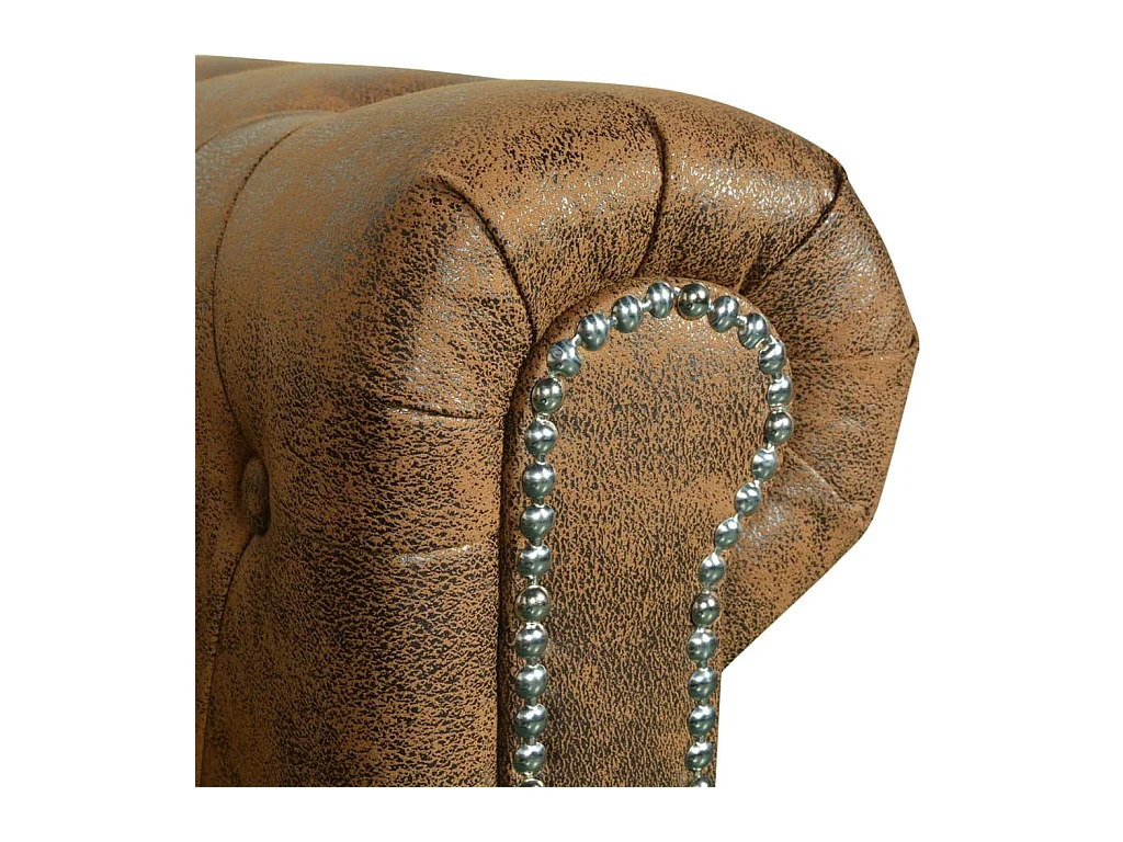 Canapé Chesterfield 2 places cuir artificiel marron