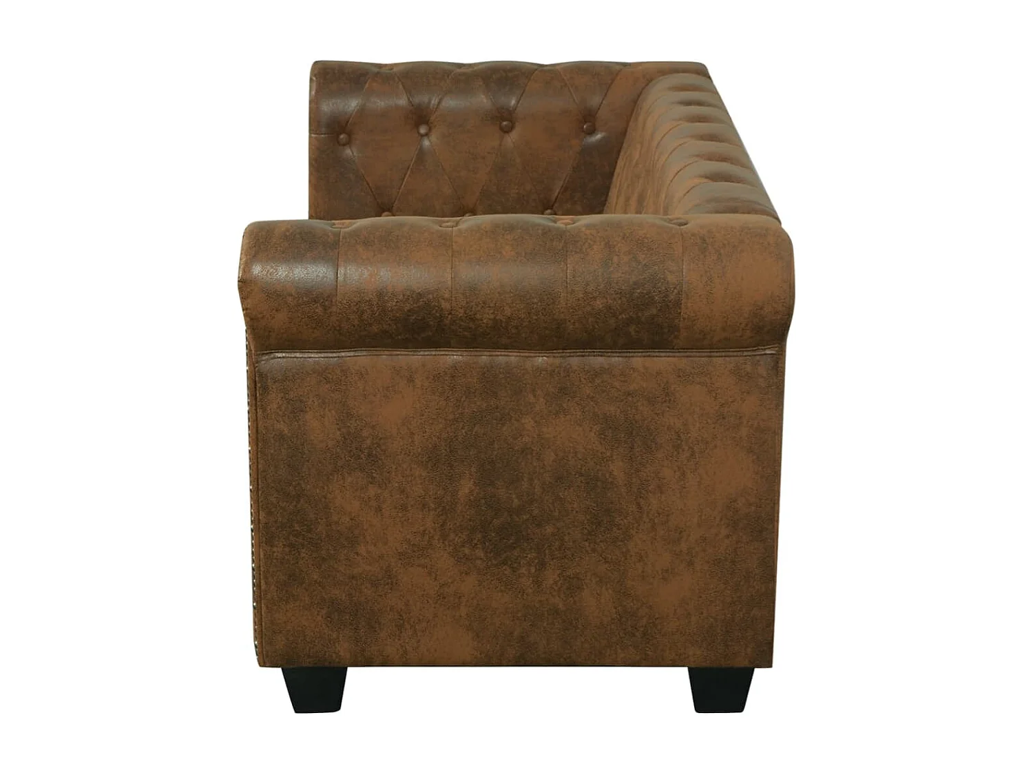 Canapé Chesterfield 2 places cuir artificiel marron