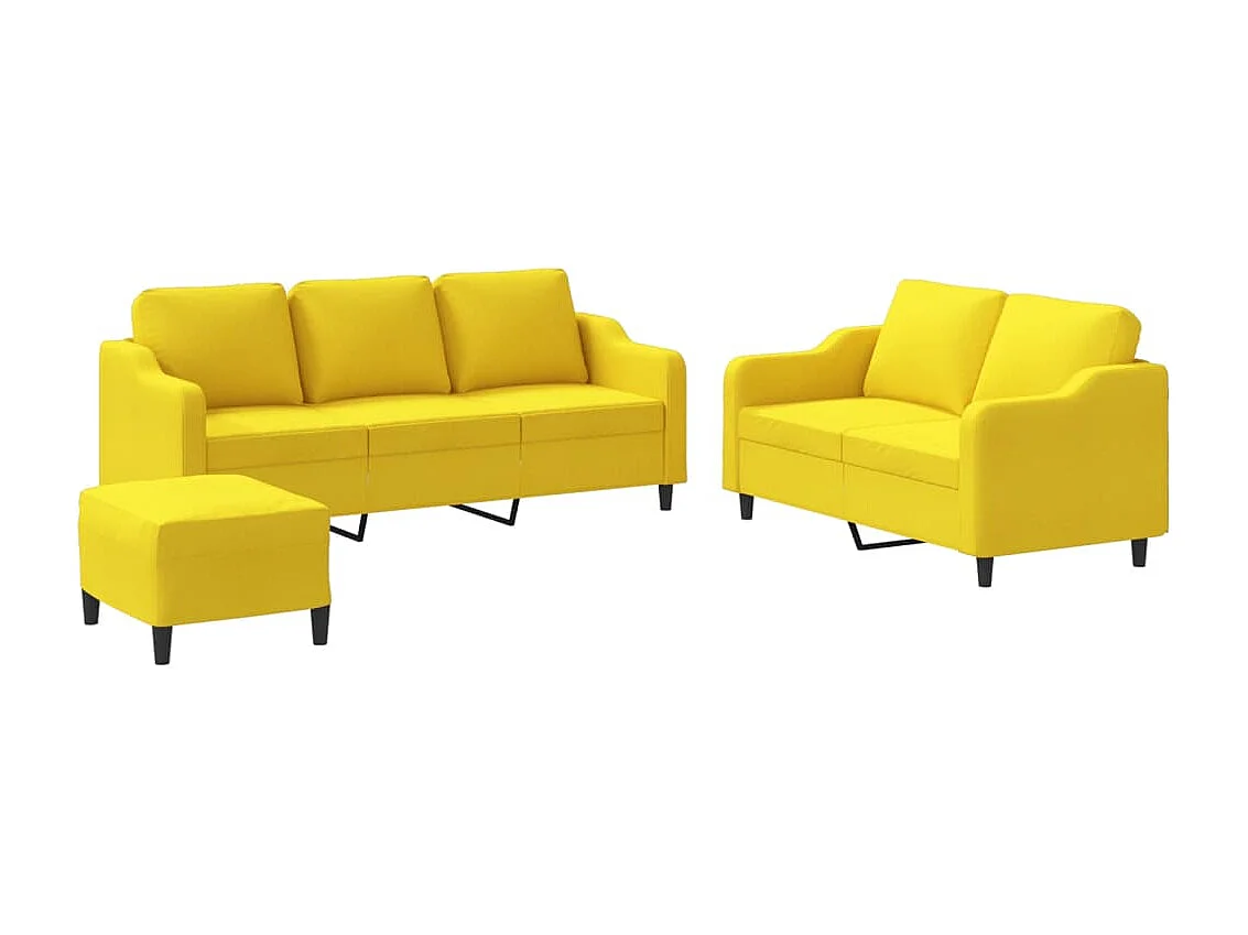 Ensemble de canapés 3 pcs avec coussins Jaune clair Tissu