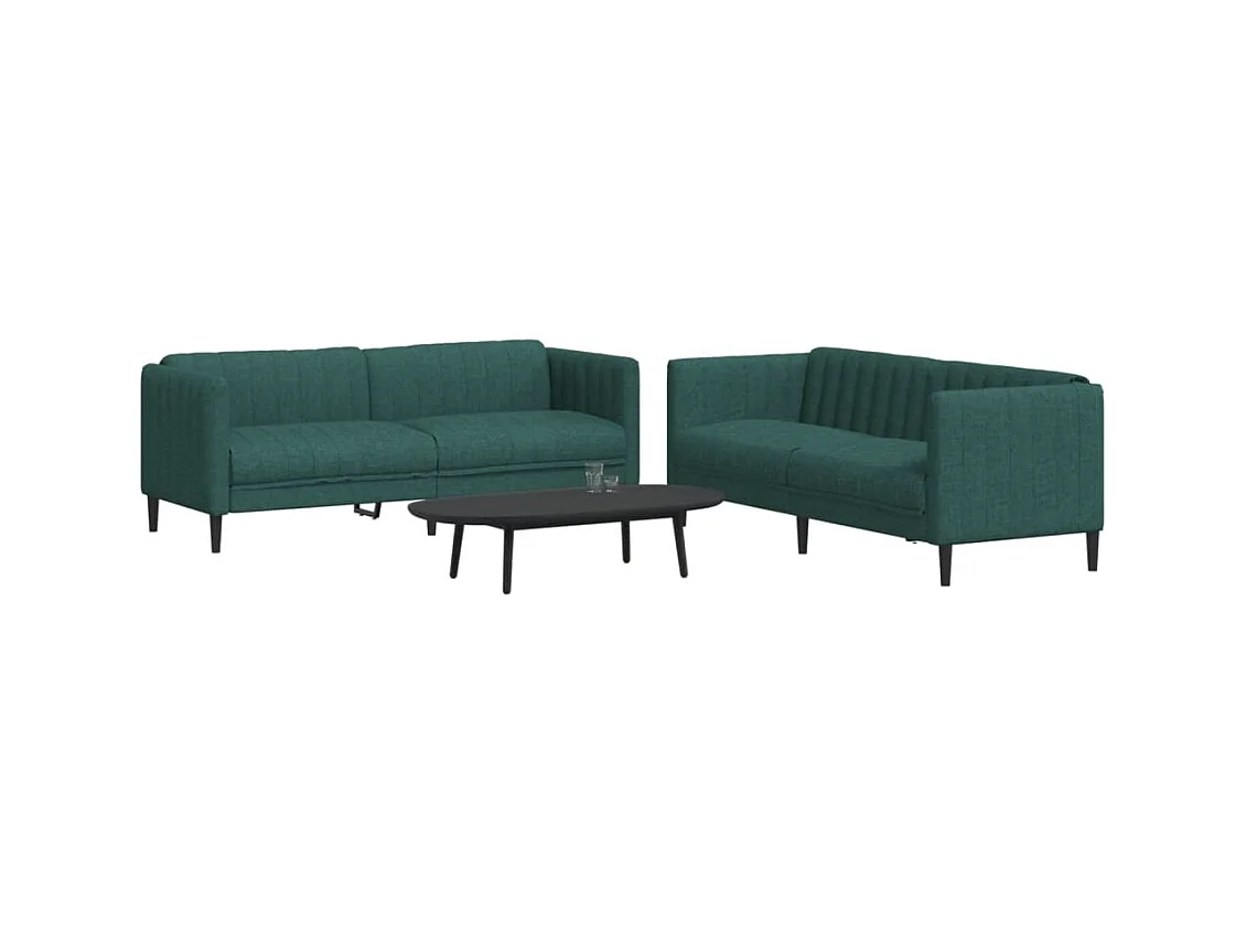 Ensemble de canapés 2 pcs vert foncé tissu