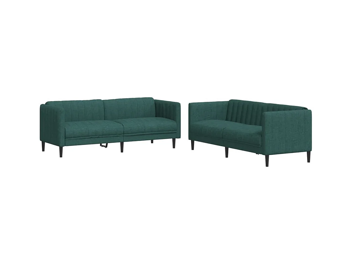 Ensemble de canapés 2 pcs vert foncé tissu