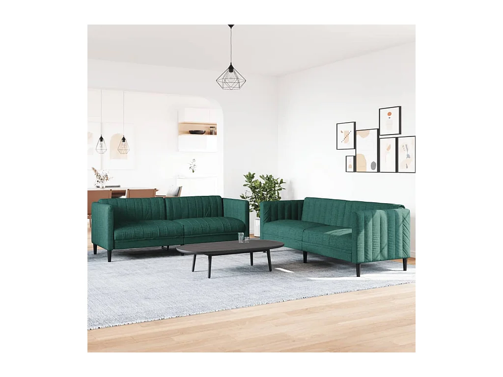 Ensemble de canapés 2 pcs vert foncé tissu