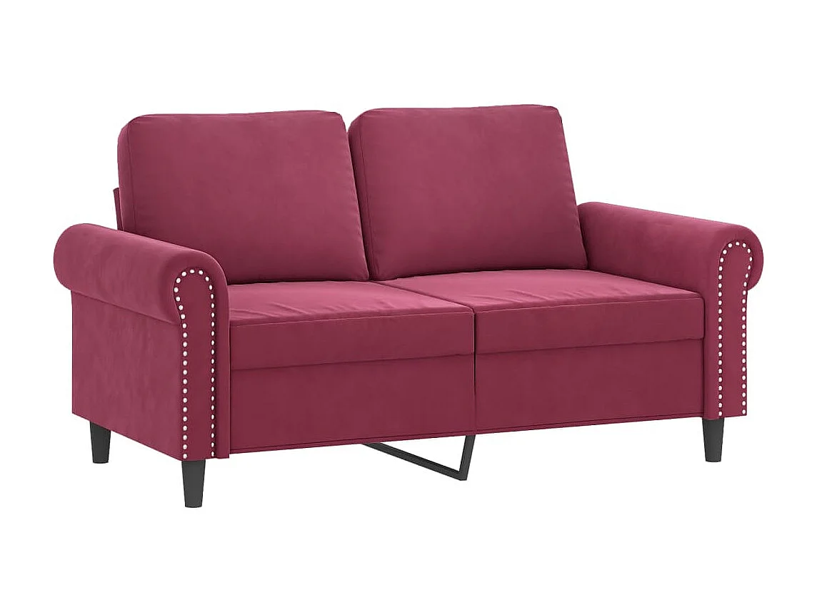 3 pcs conjunto de sofás com almofadas veludo vermelho-tinto