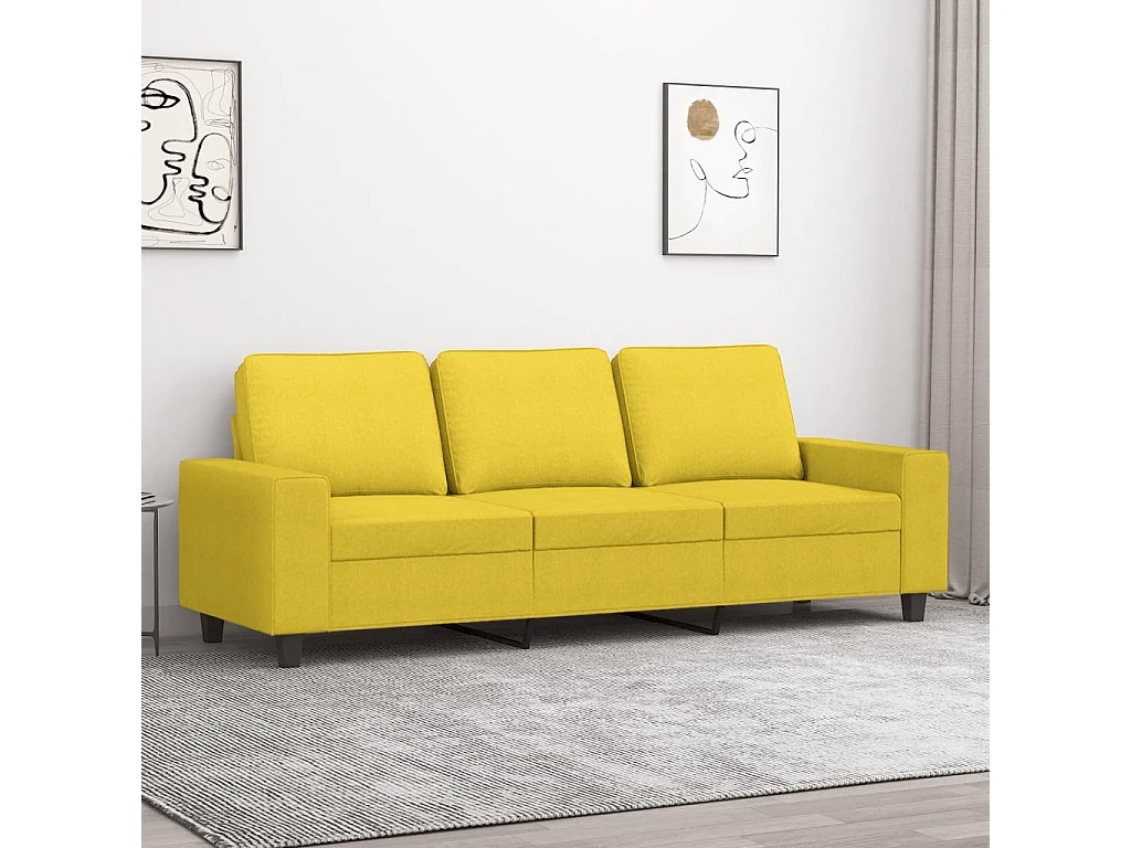 Sofá de 3 lugares 180 cm tecido amarelo-claro