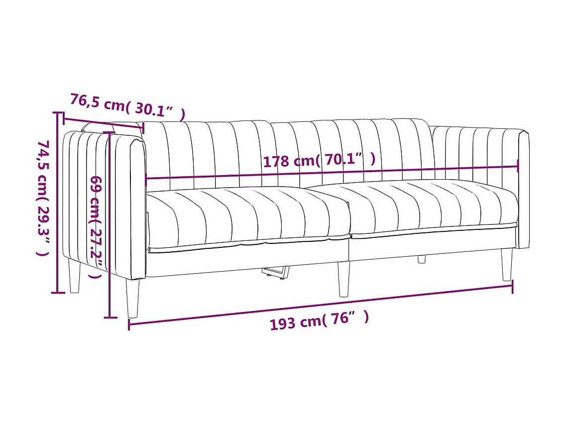 3-Sitzer-Sofa Leinen