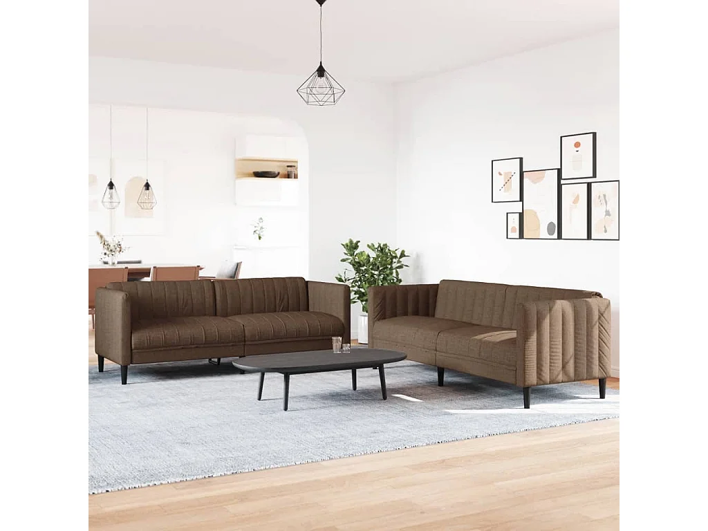 Ensemble de canapés 2 pcs marron tissu