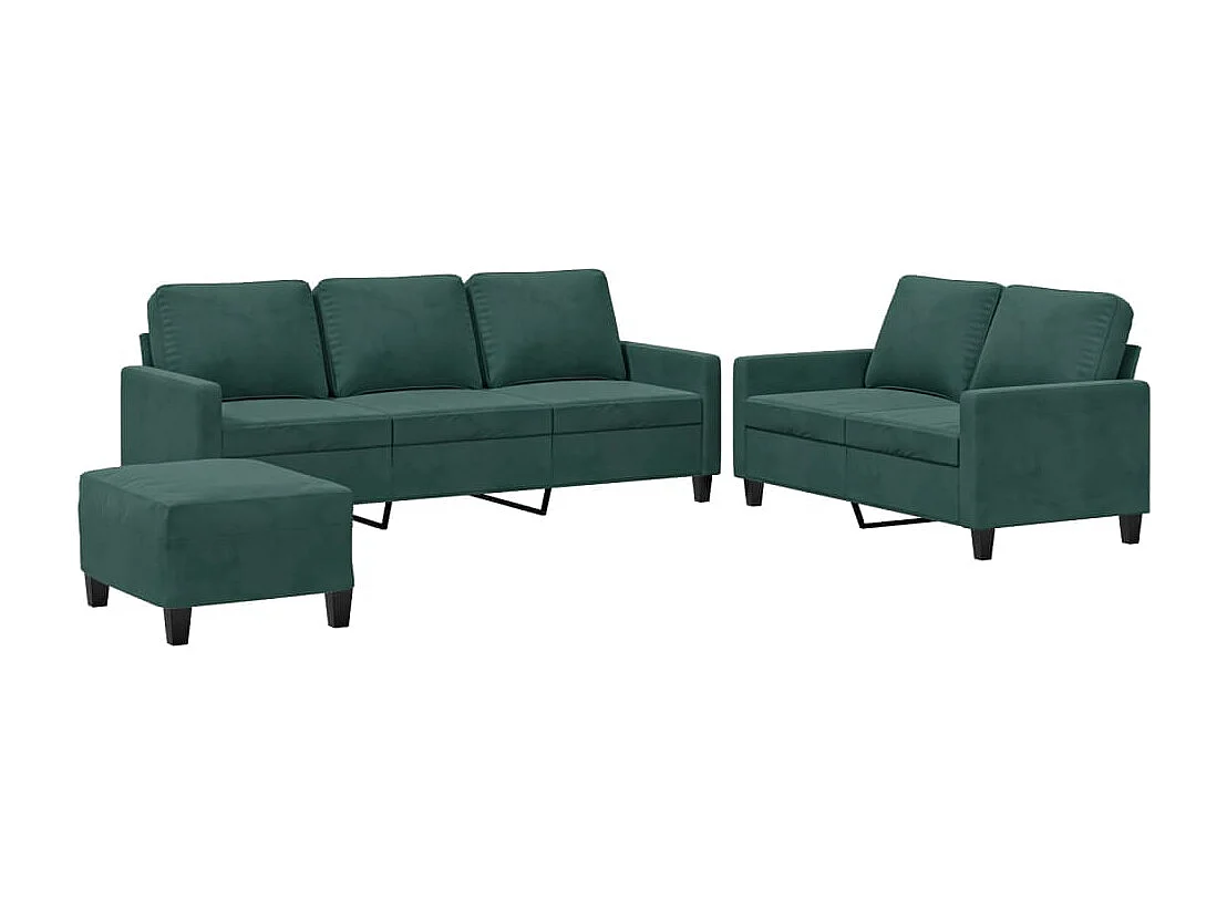 Ensemble de canapés 3 pcs avec coussins Vert foncé Velours