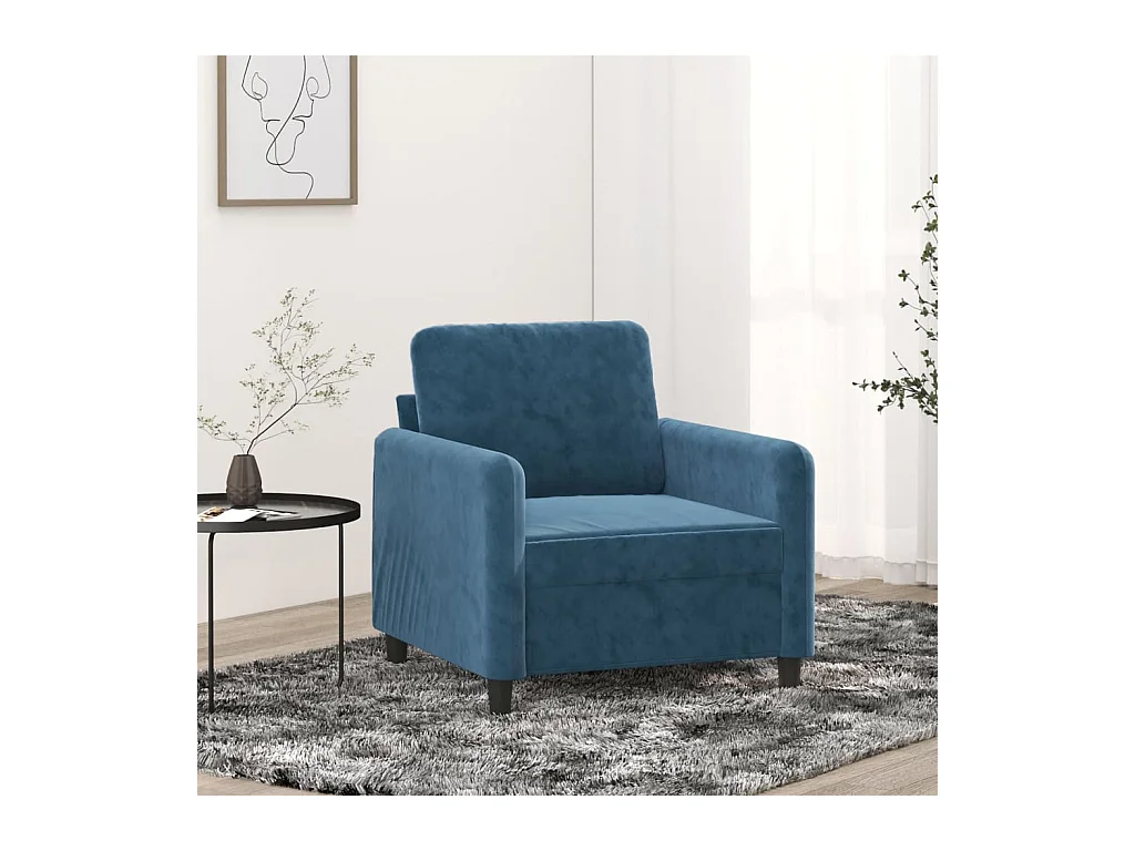 Fauteuil Bleu 60 cm Velours