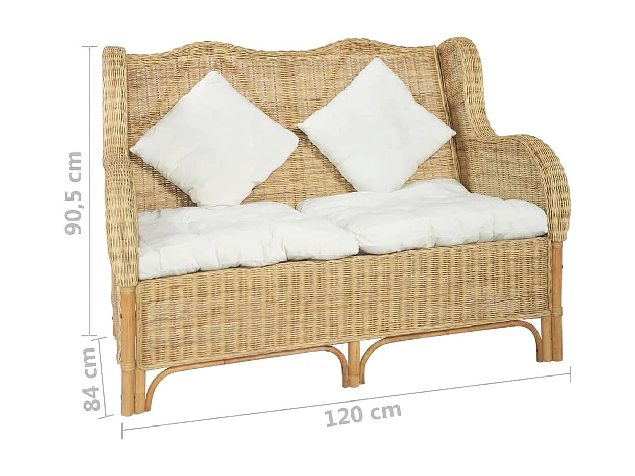 Sofá de 2 lugares vime genuíno e linho