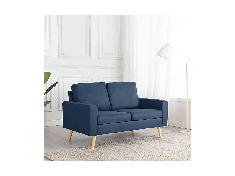 Sofá de 2 lugares tecido azul