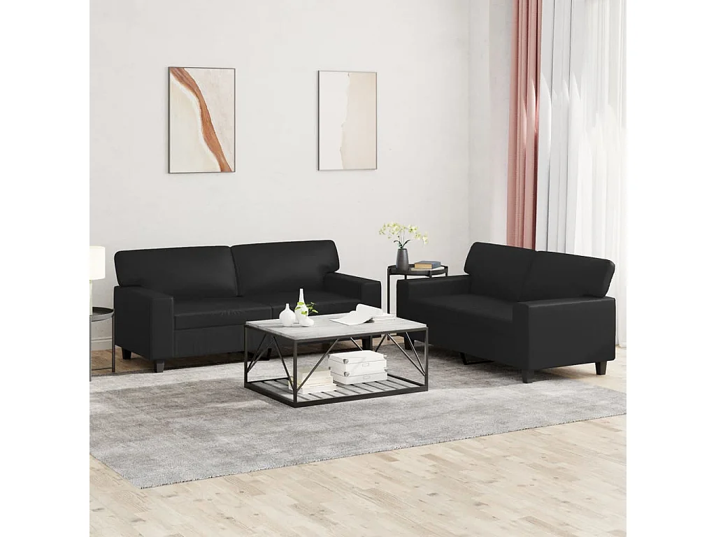 Set di Divani 2 pz Nero in Similpelle