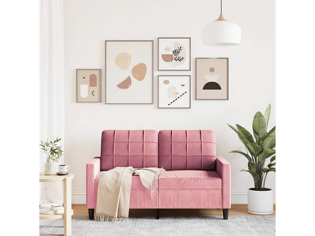 Divano a 2 Posti Rosa 120 cm in Velluto