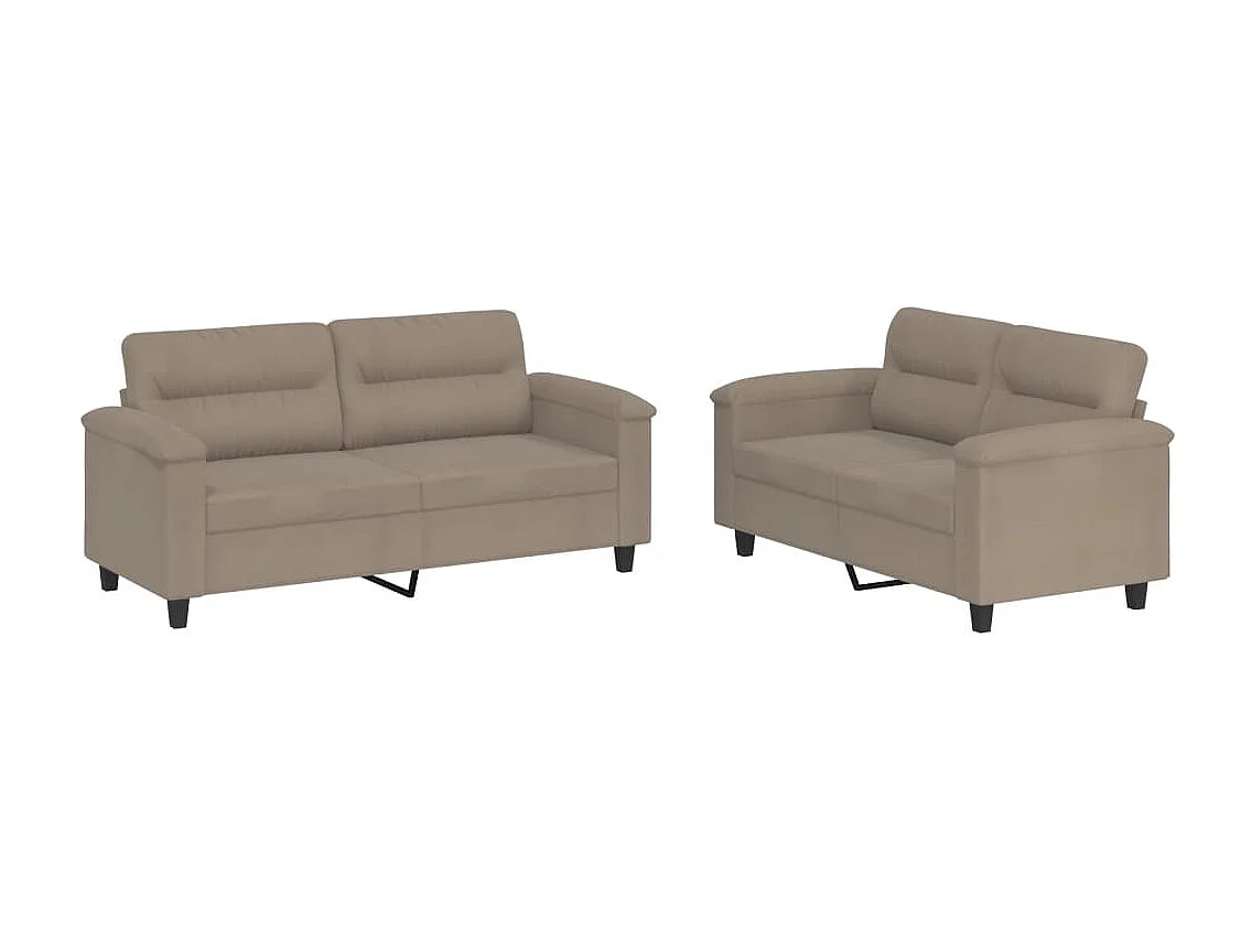 2 pcs conjunto sofás c/ almofadões microfibra cinza-acastanhado